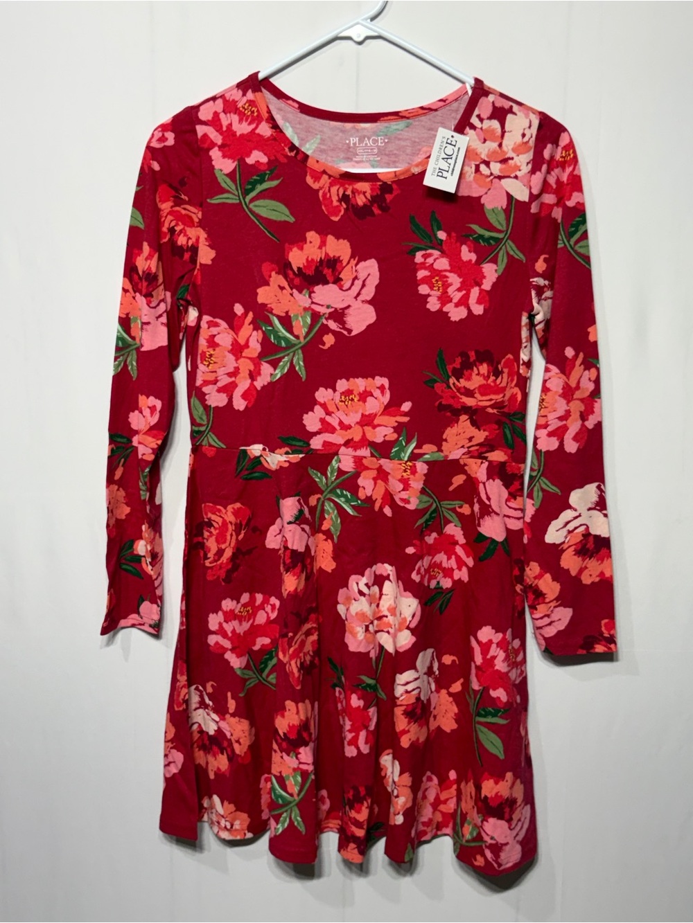 The Children's Place Red Floral Long-Sleeve Knit Dress